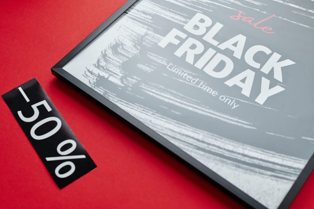 black friday sale text on red background