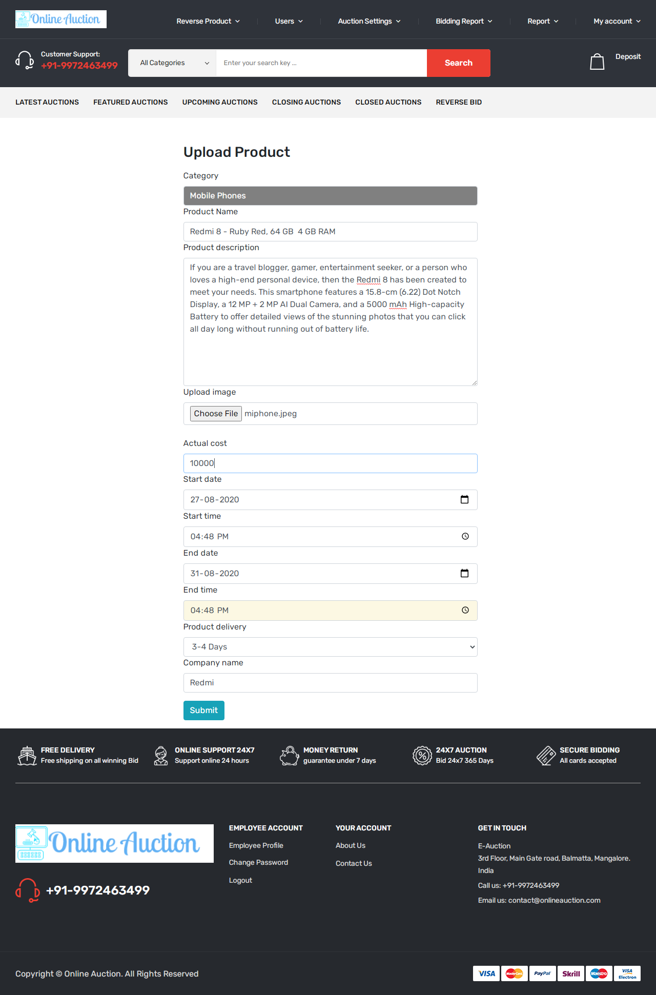 Add Reverse bidding Product