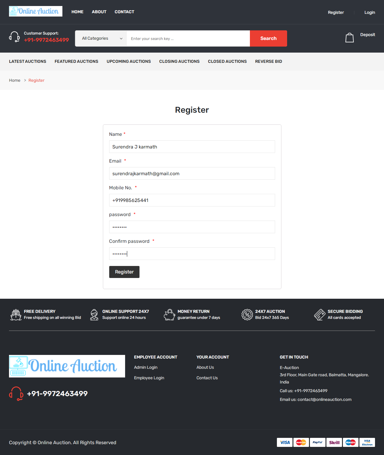Customer Registration