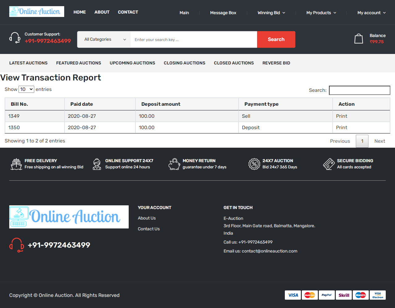 View Transaction Report