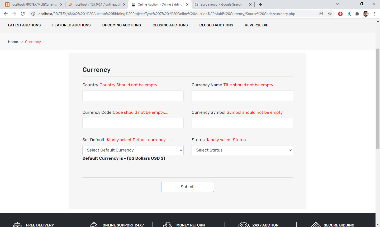 Online Auction Multi Currency Module Explained