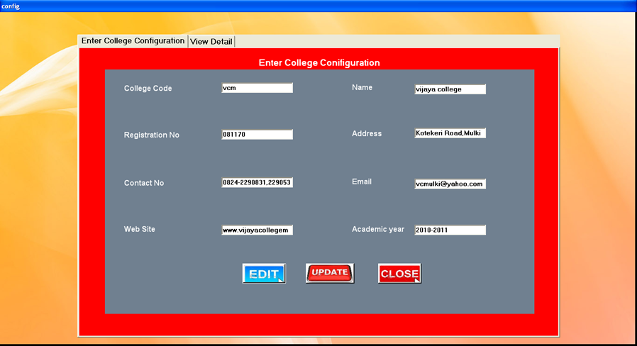 College – Enter Details Of College Form