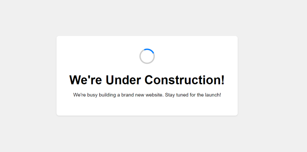 One-page under construction page