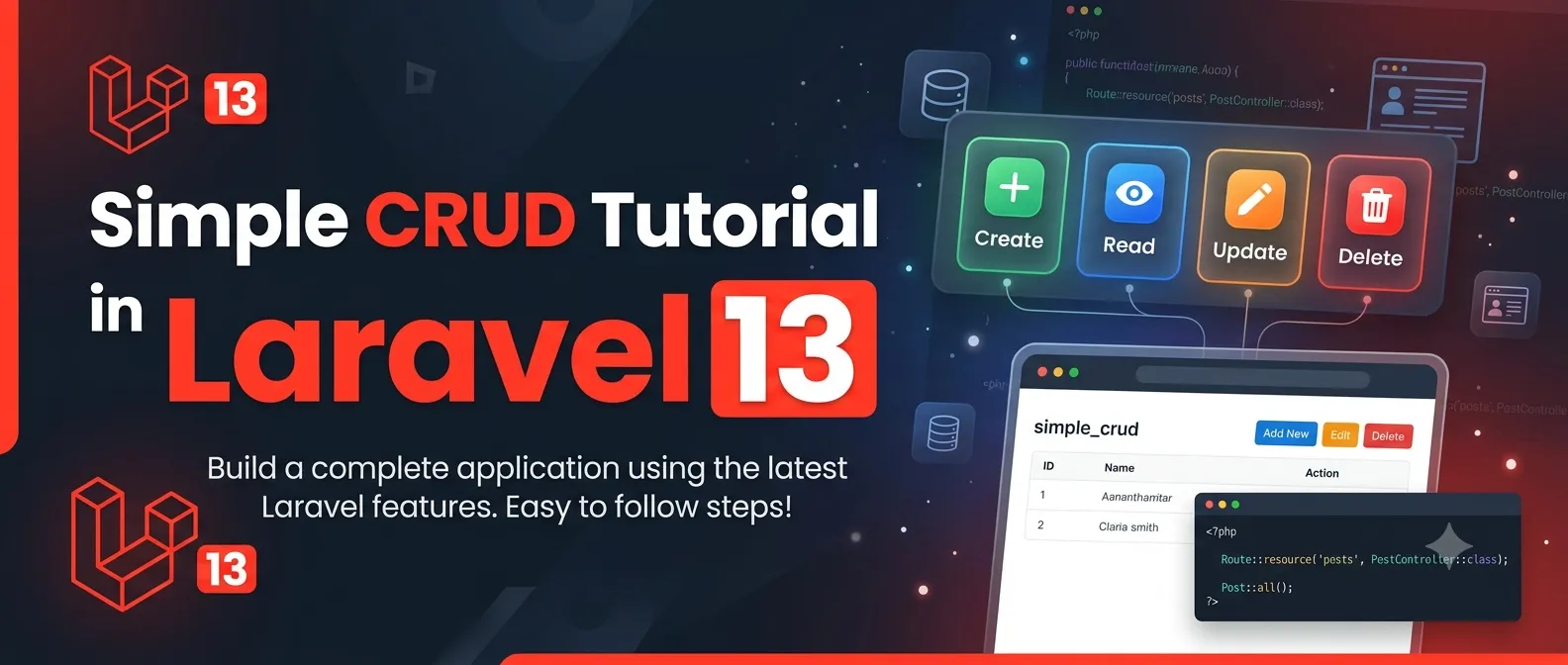 Simple CRUD tutorial in Laravel 13
